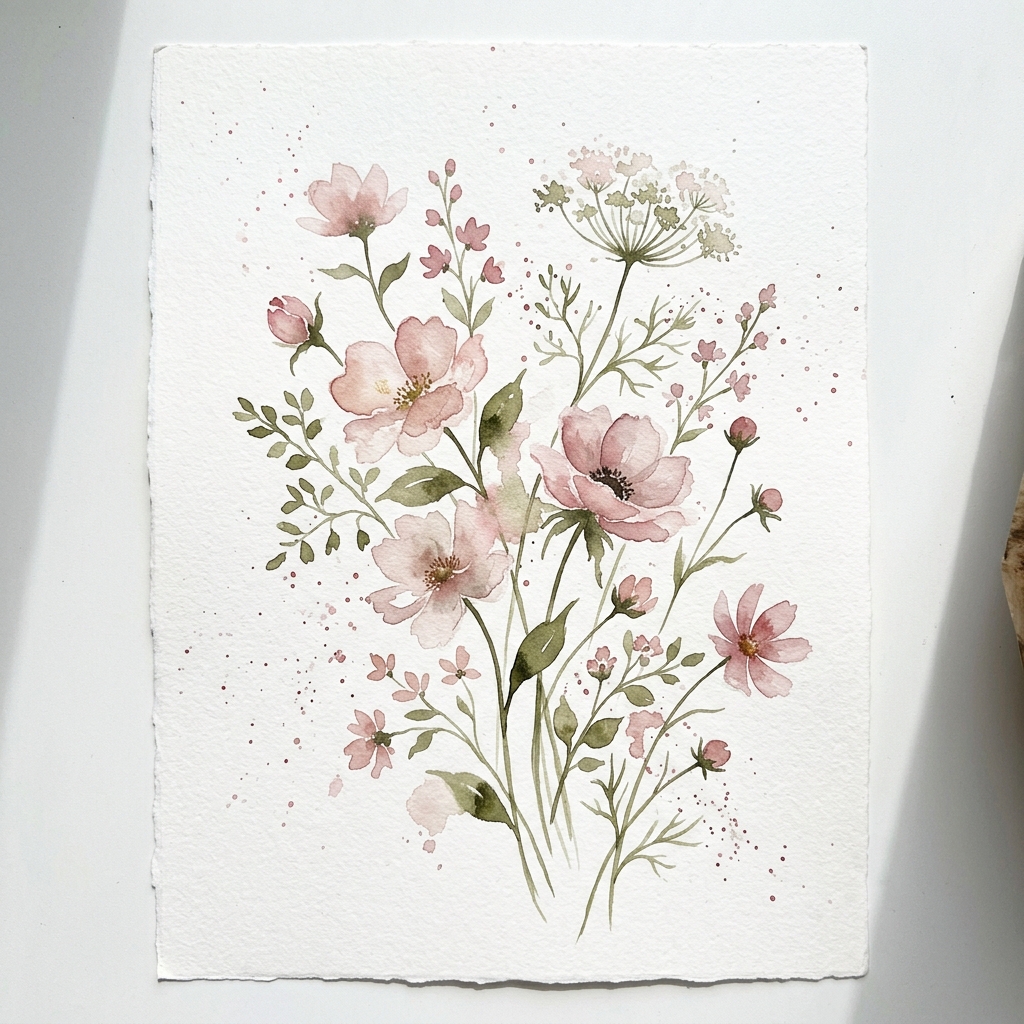 Muted botanical wash